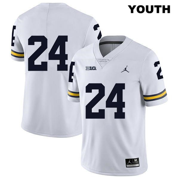 Youth NCAA Michigan Wolverines Zach Charbonnet #24 No Name White Jordan Brand Authentic Stitched Legend Football College Jersey QW25S85OA